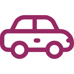 A simple line drawing of a car in purple