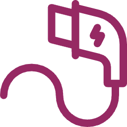 Purple illustration of a charging plug with a cable