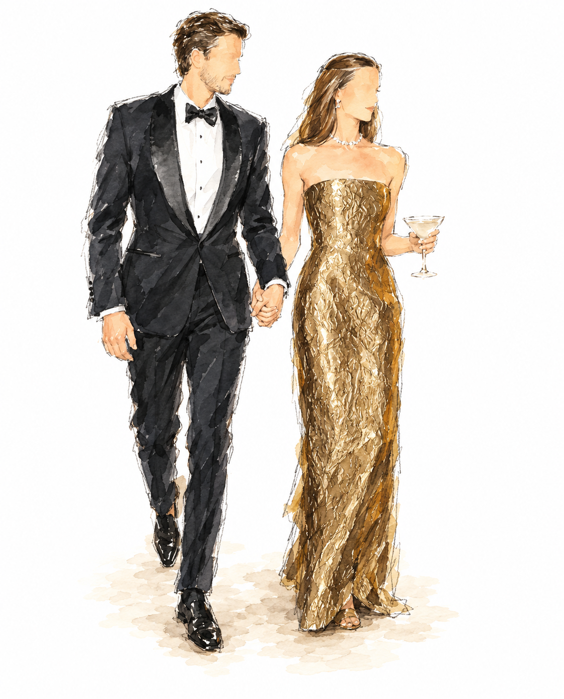 Hand-in-Hand Couple in Tuxedo and Gold Gown (1).png