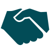 An illustration of two hands shaking.