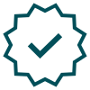 A blue checkmark badge icon