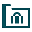 The image shows a black icon of the letter 'n' inside a blue square outline.