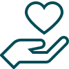 A hand holding a heart shape