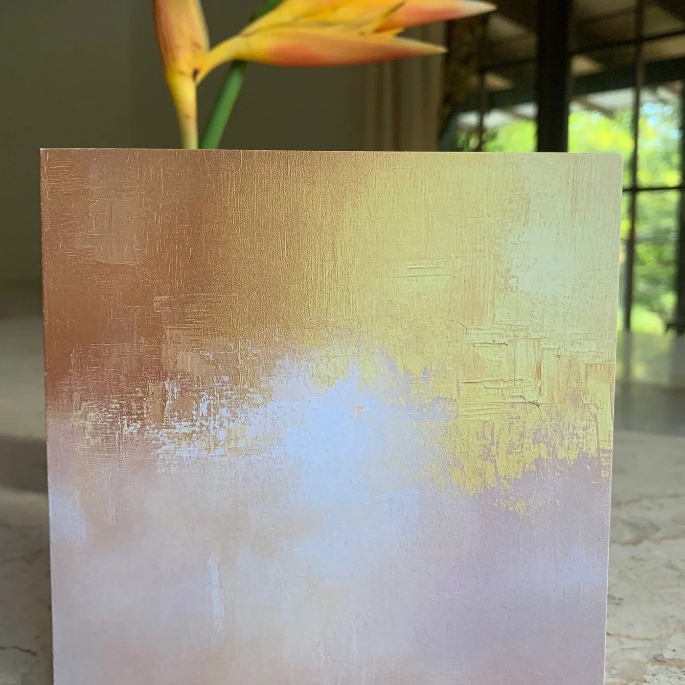 Prakasha sacred art card, Luminosity, with bird of paradise flower.