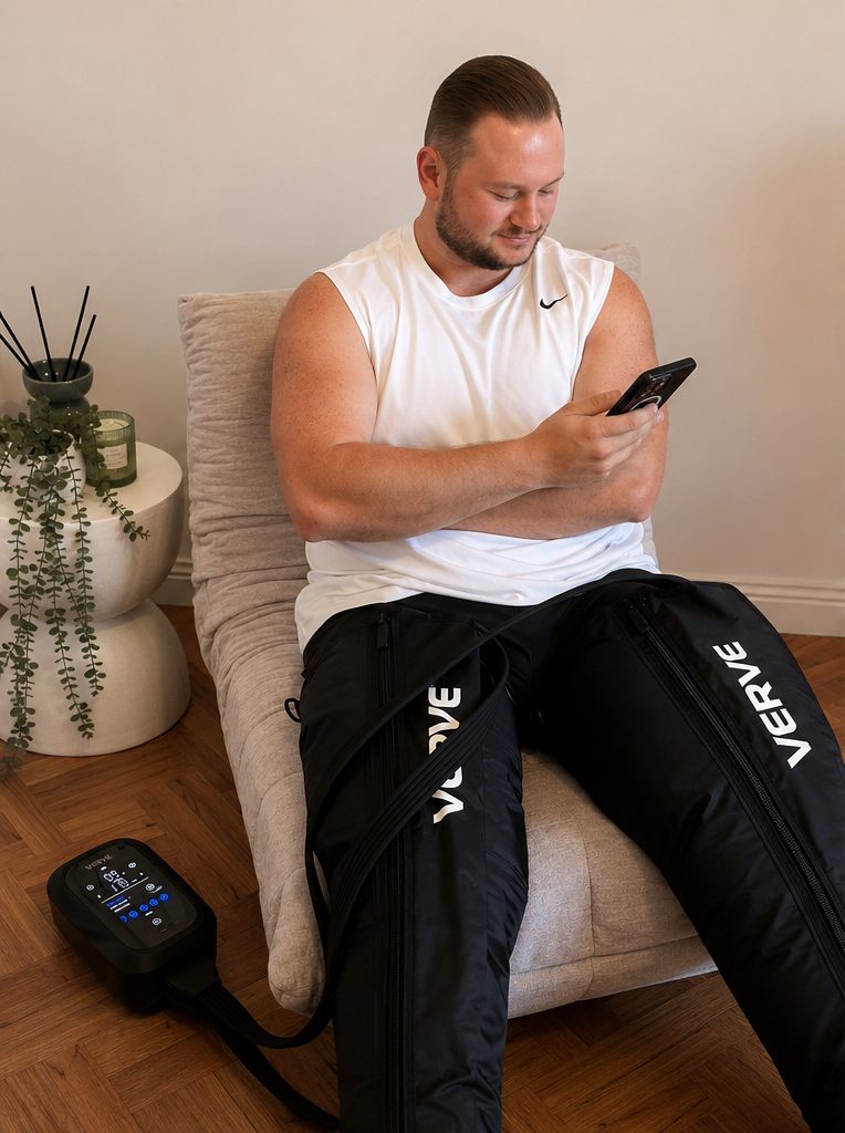 Elite Athletic Recovery Lab in Sydenham featuring infrared sauna, compression boots and mobility space to support recovery, relaxation and muscle soreness.