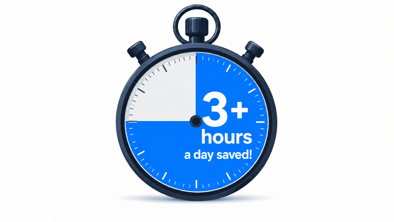 Rainbase save 3 hours a day using the CRM. Stopwatch image.