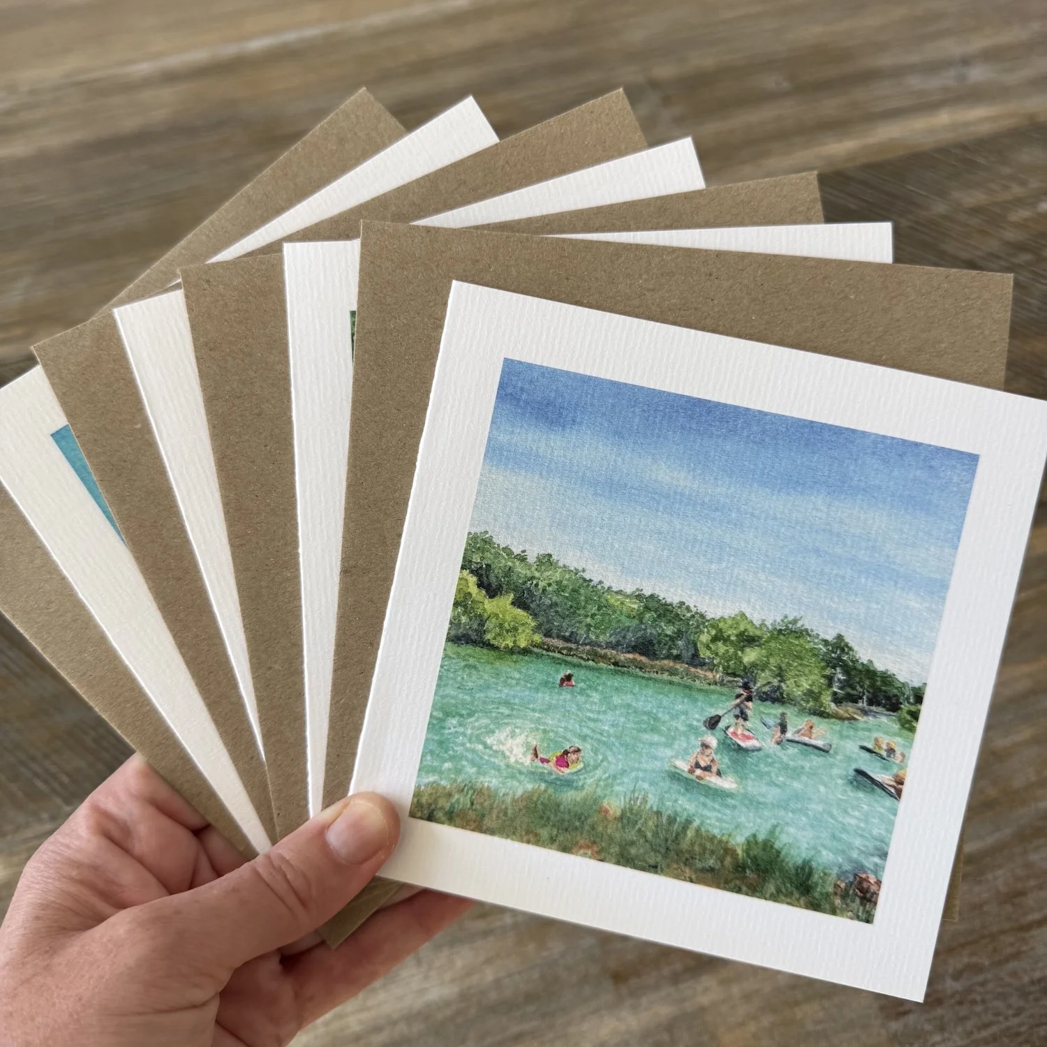 Hat Head coastal greeting cards with recycled envelopes featuring original Salt Brush Coastal watercolour artworks