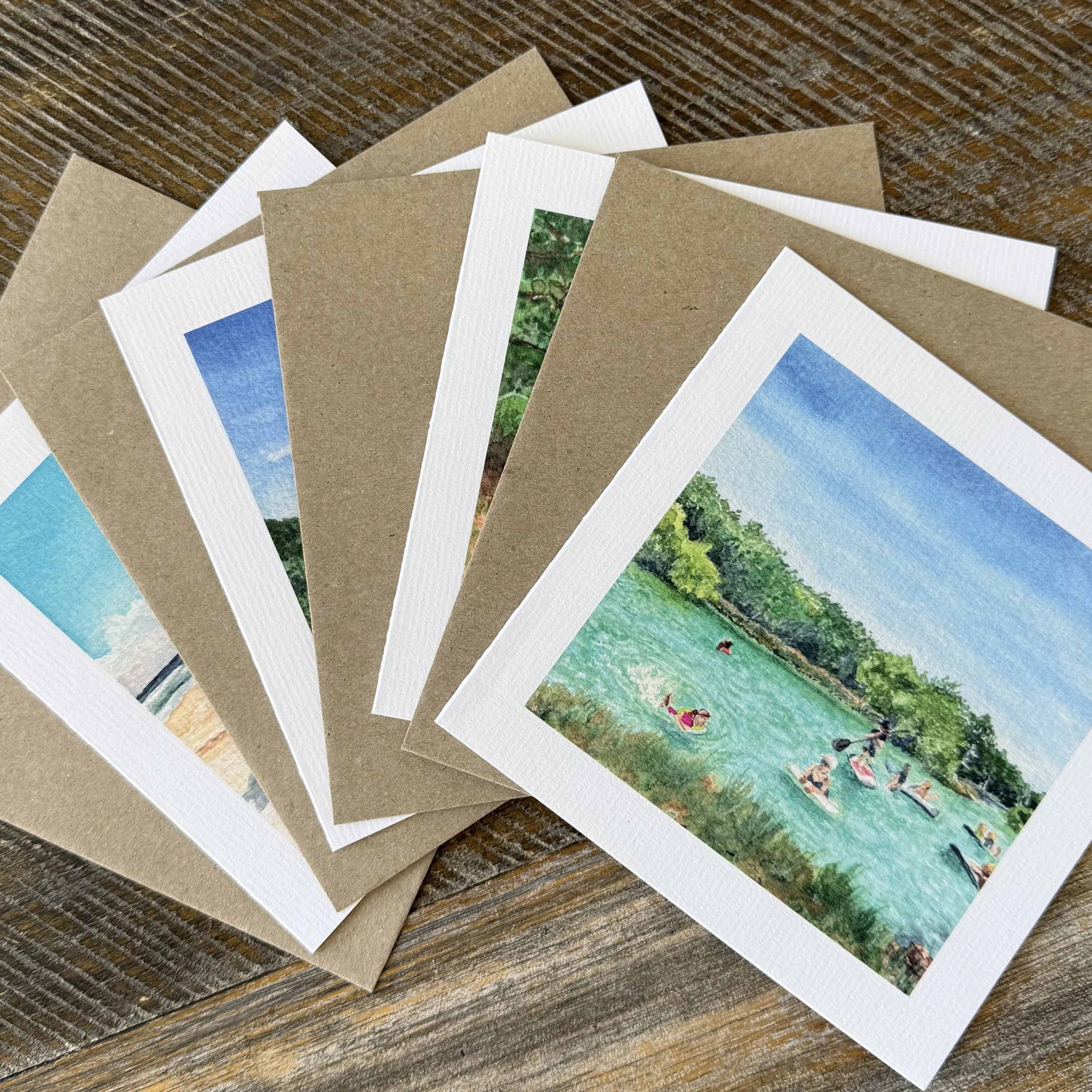 Salt Brush Coastal greeting card collections featuring original coastal watercolour artwork