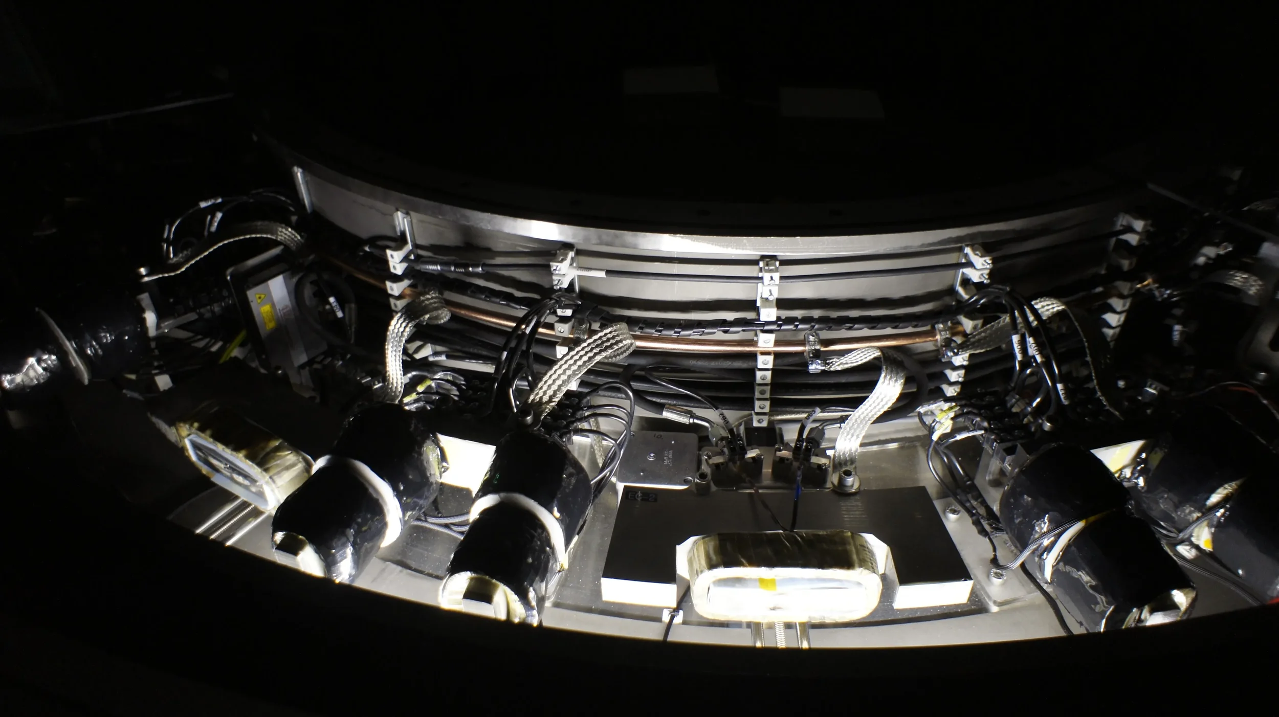 Interior view of the Teraloop flywheel showing the permanent-magnet synchronous motor and generator assembly.