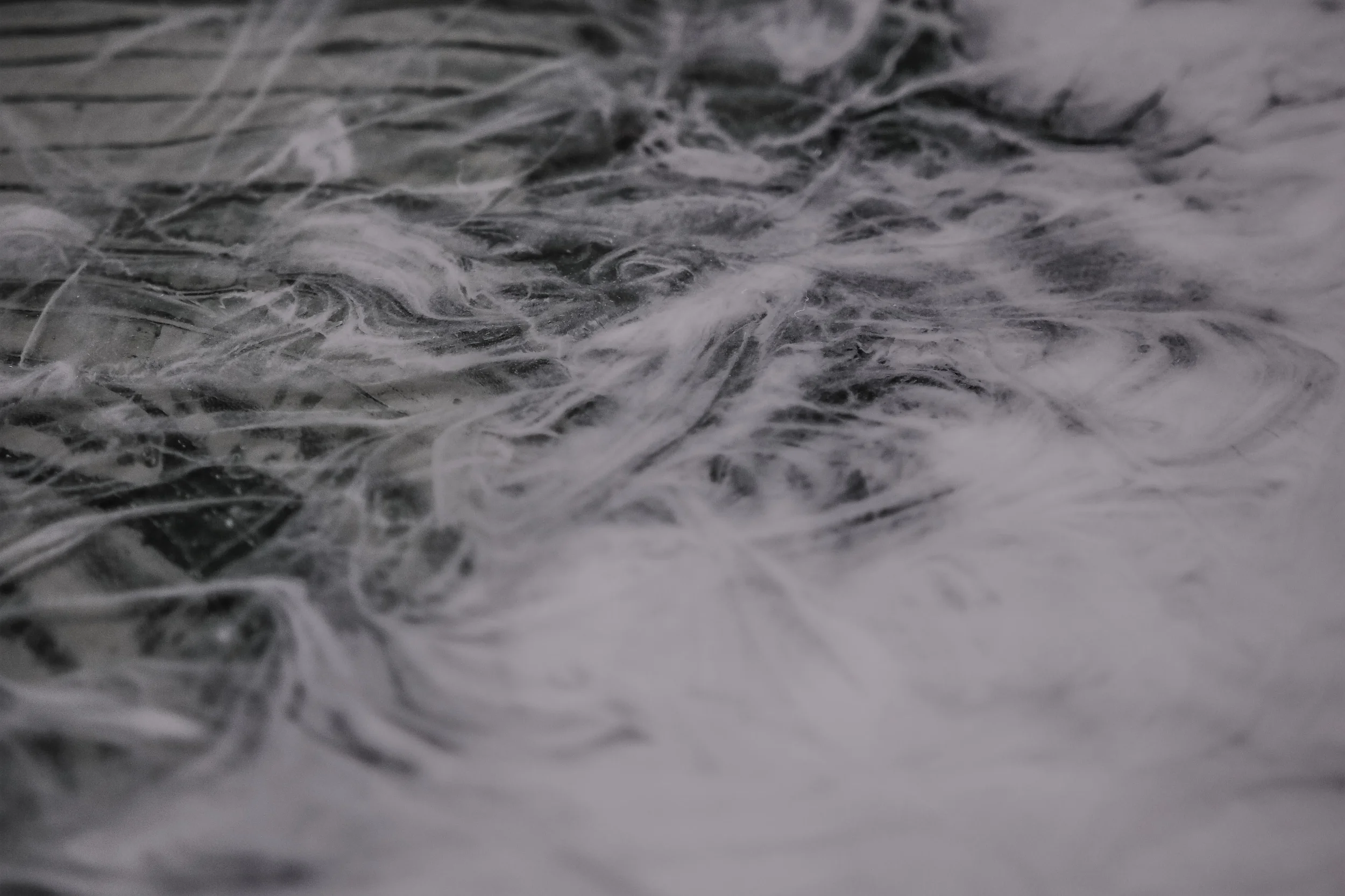 Microscope image of cured epoxy resin, the binder that holds the carbon fibre and magnetic particles together in the flywheel rotor.