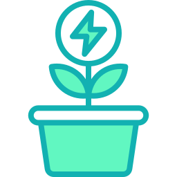 A potted plant with a lightning bolt symbol above it
