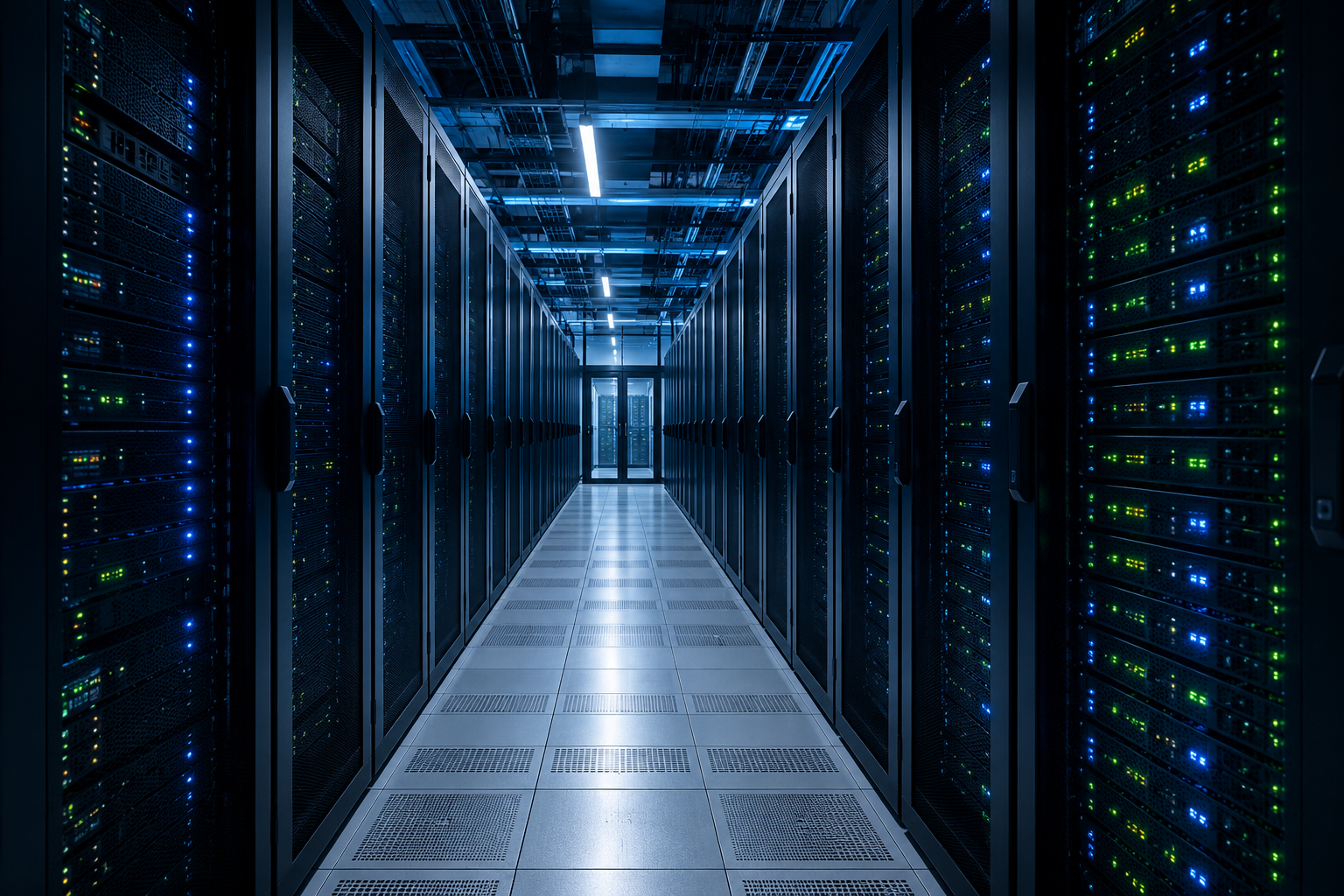 Data center power yard where a flywheel absorbs grid sags and holds the load until the diesel generators start and synchronize