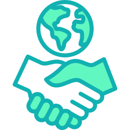 Illustration of Earth and a handshake symbolizing global partnership or cooperation.