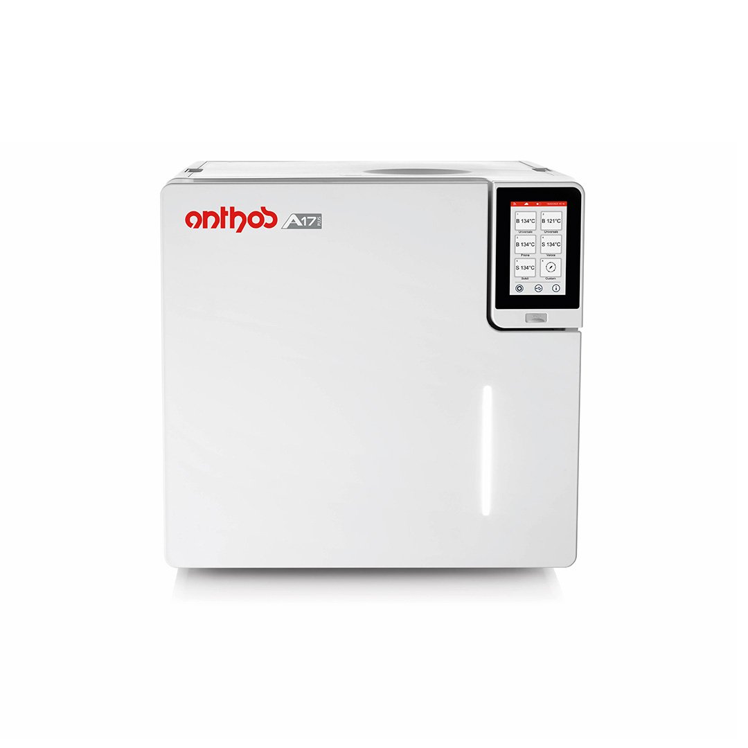 White laboratory or medical device with a digital control panel on the right side and red logo on the top left corner.