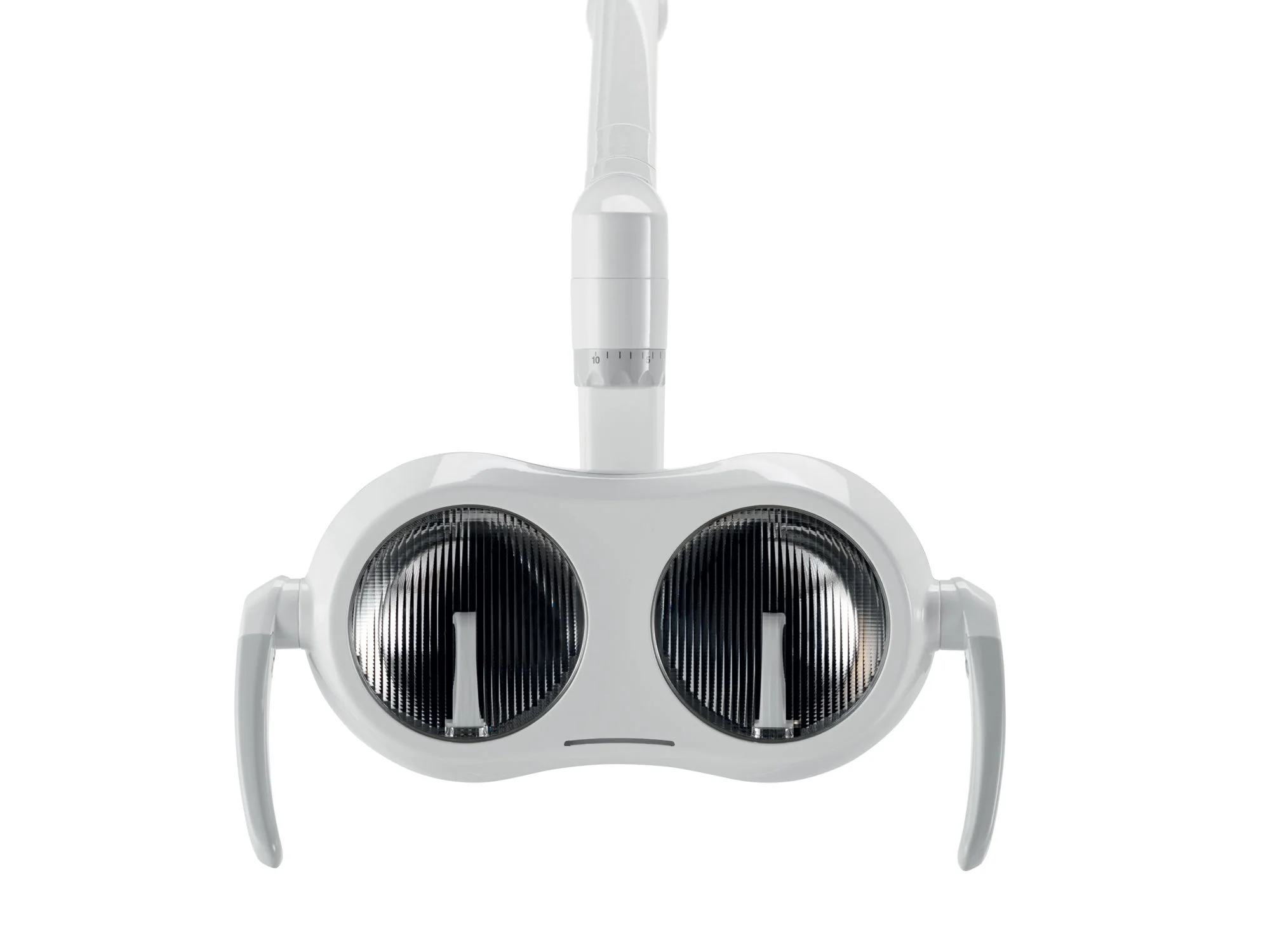A modern dental or medical headlamp with adjustable brightness controls