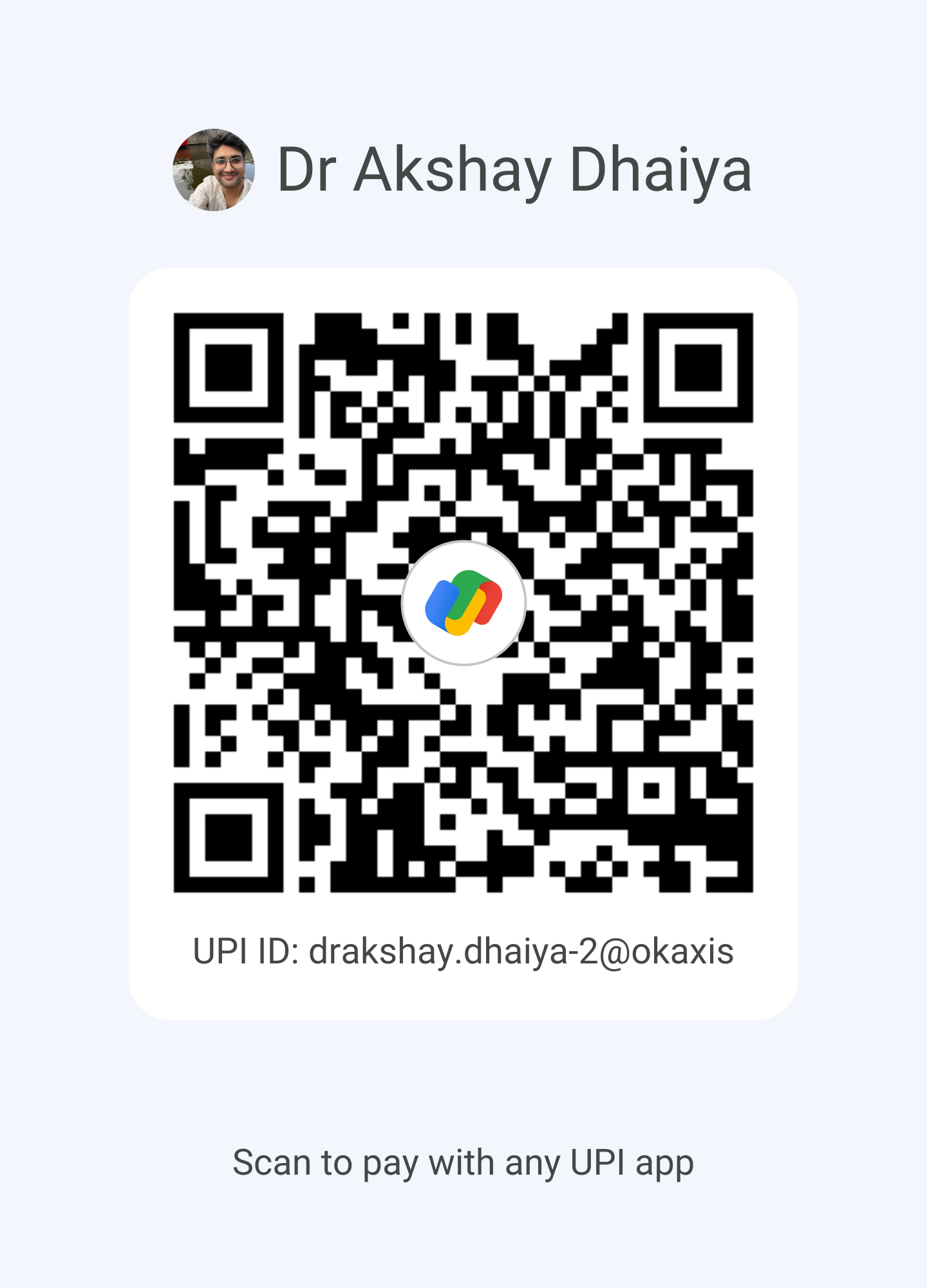 Google Pay QR Code Dr Akshay Dhaiya Surgical Oncologist Jaipur
