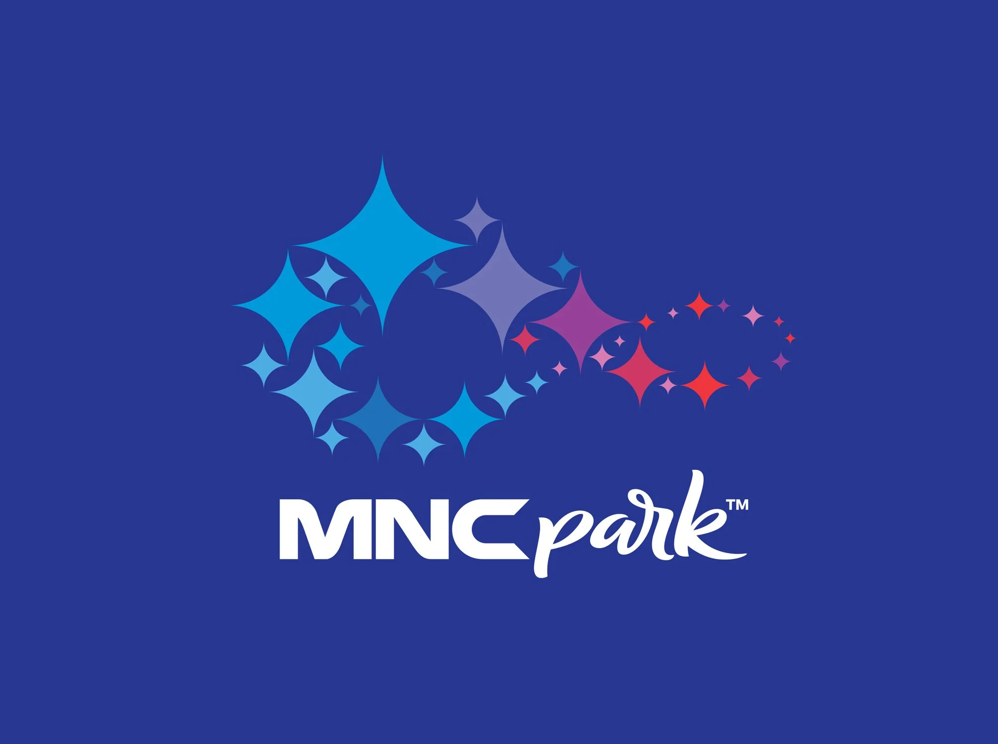 The vibrant blue MNC Park logo featuring whimsical sparkles and stars