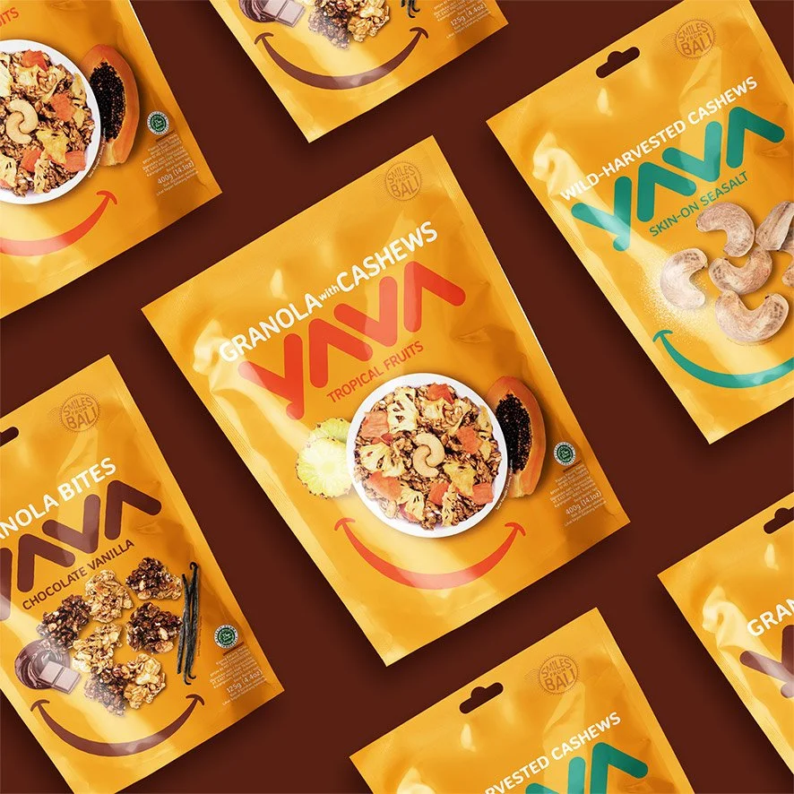 diagonal pattern of YAVA packaging  in repetition