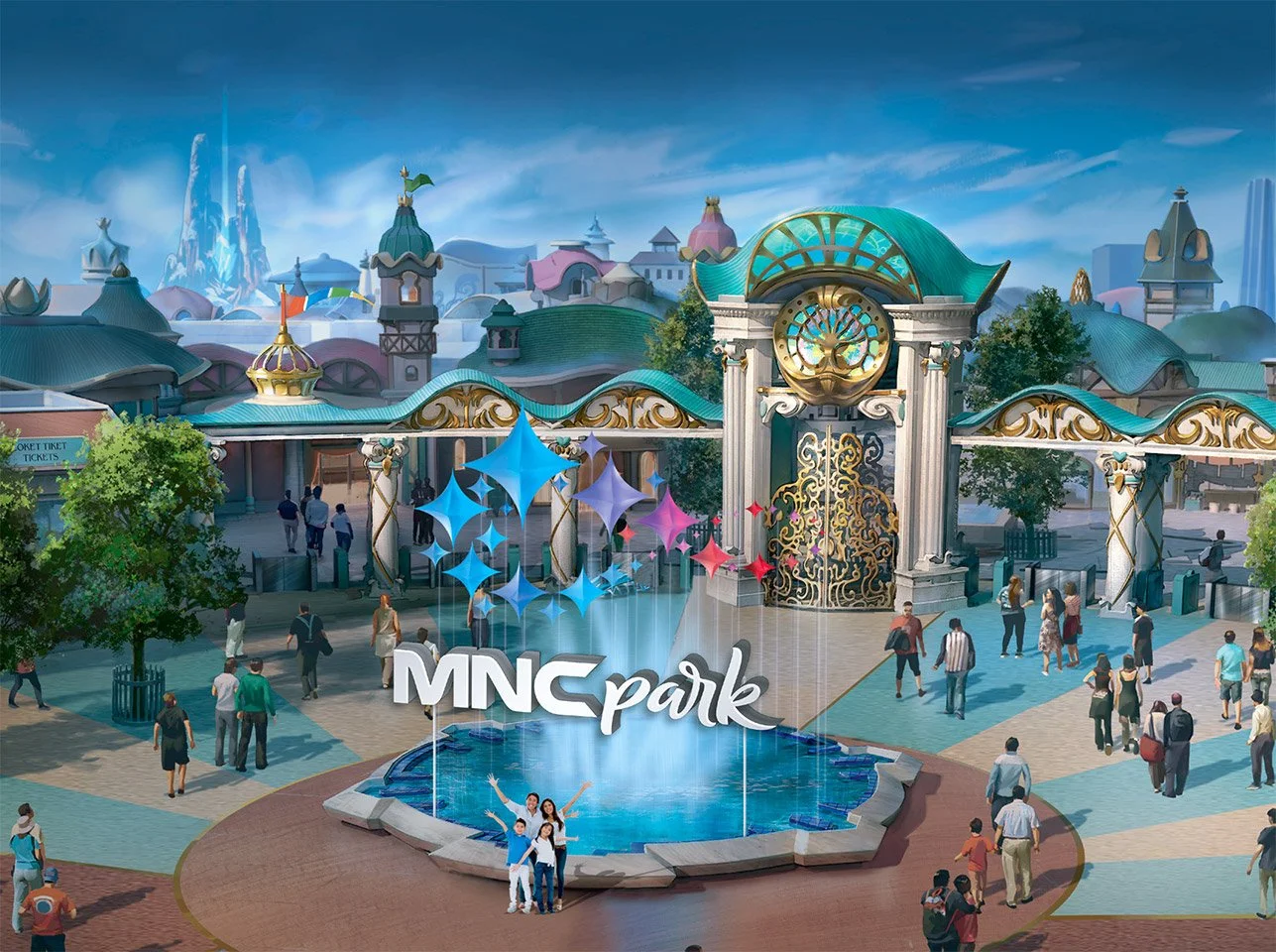 MNC park rendering of the theme park with MNC park logo