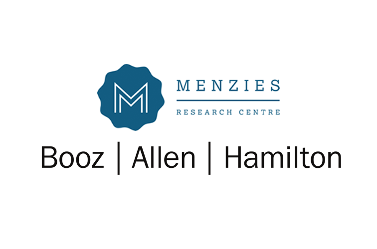 Menzies Research Centre logo with text reading 'Booz | Allen | Hamilton' below it.