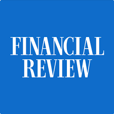 Logo of Financial Review in blue and white