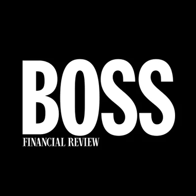 Black background with white text that says 'BOSS' and smaller text below reading 'Financial Review'.