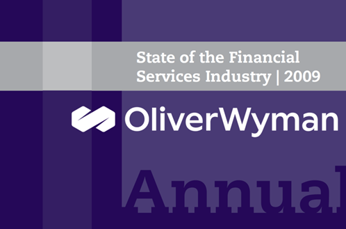 Cover page of a report titled 'State of the Financial Services Industry 2009' by Oliver Wyman.