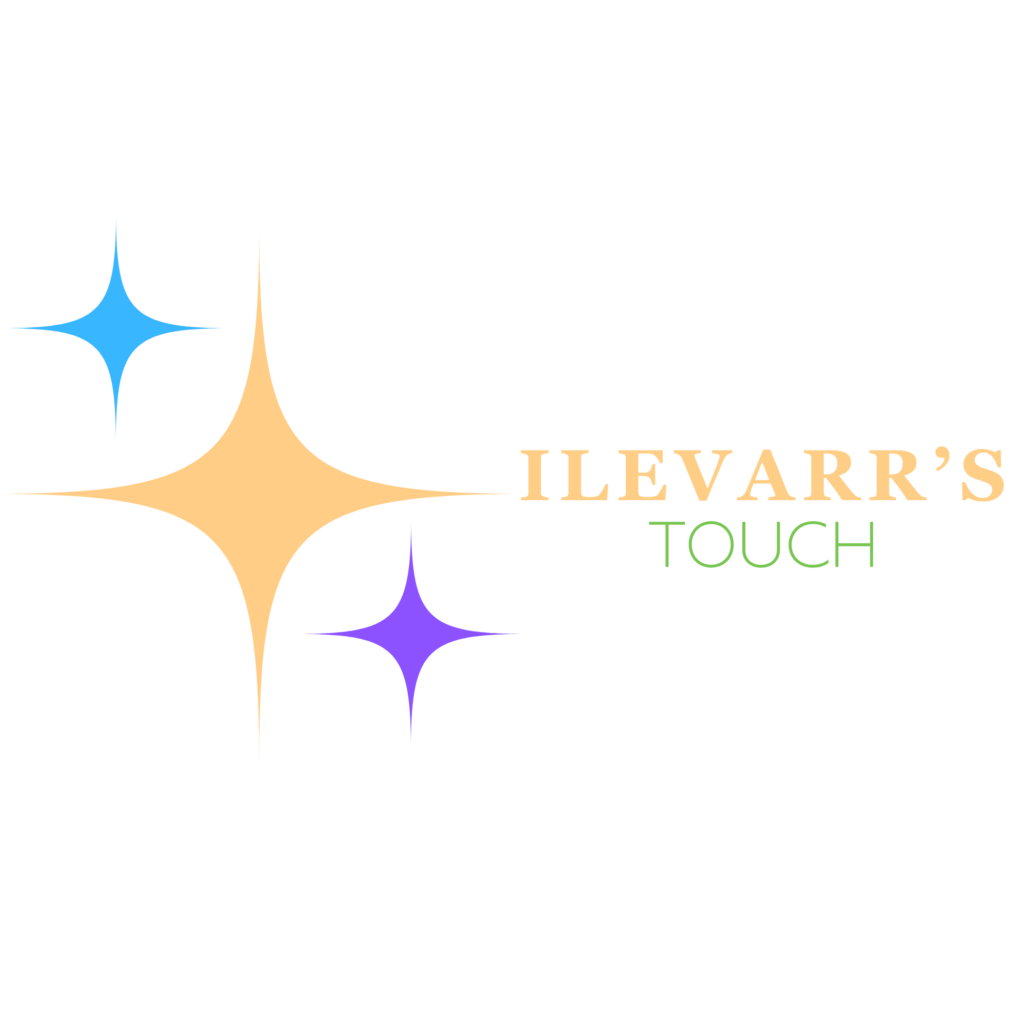 Logo for Ulevar's Touch with colorful starbursts in blue, orange, purple, and green.