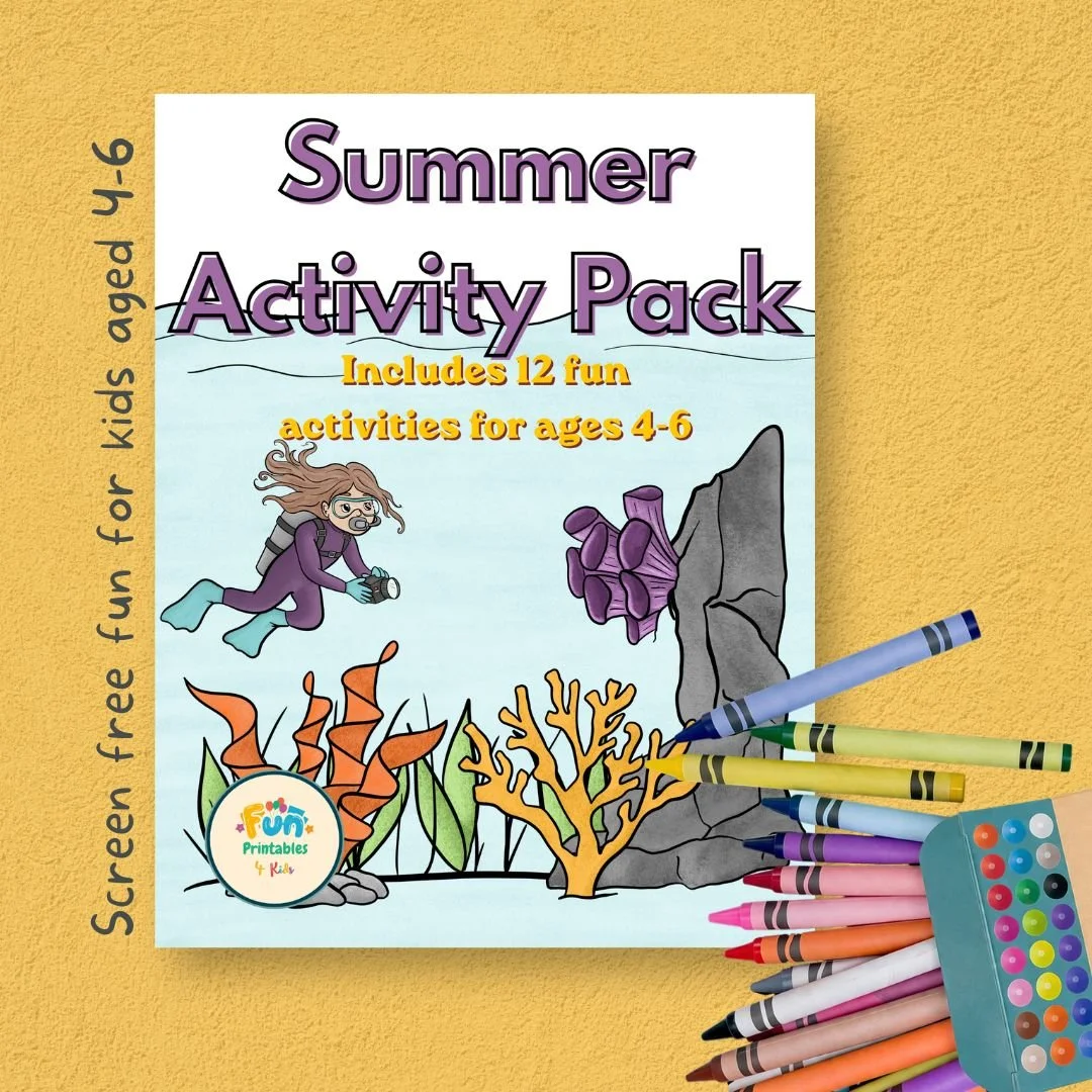 Summer Activity Pack for Kids Ages 4-6 | 12 Printable Activities