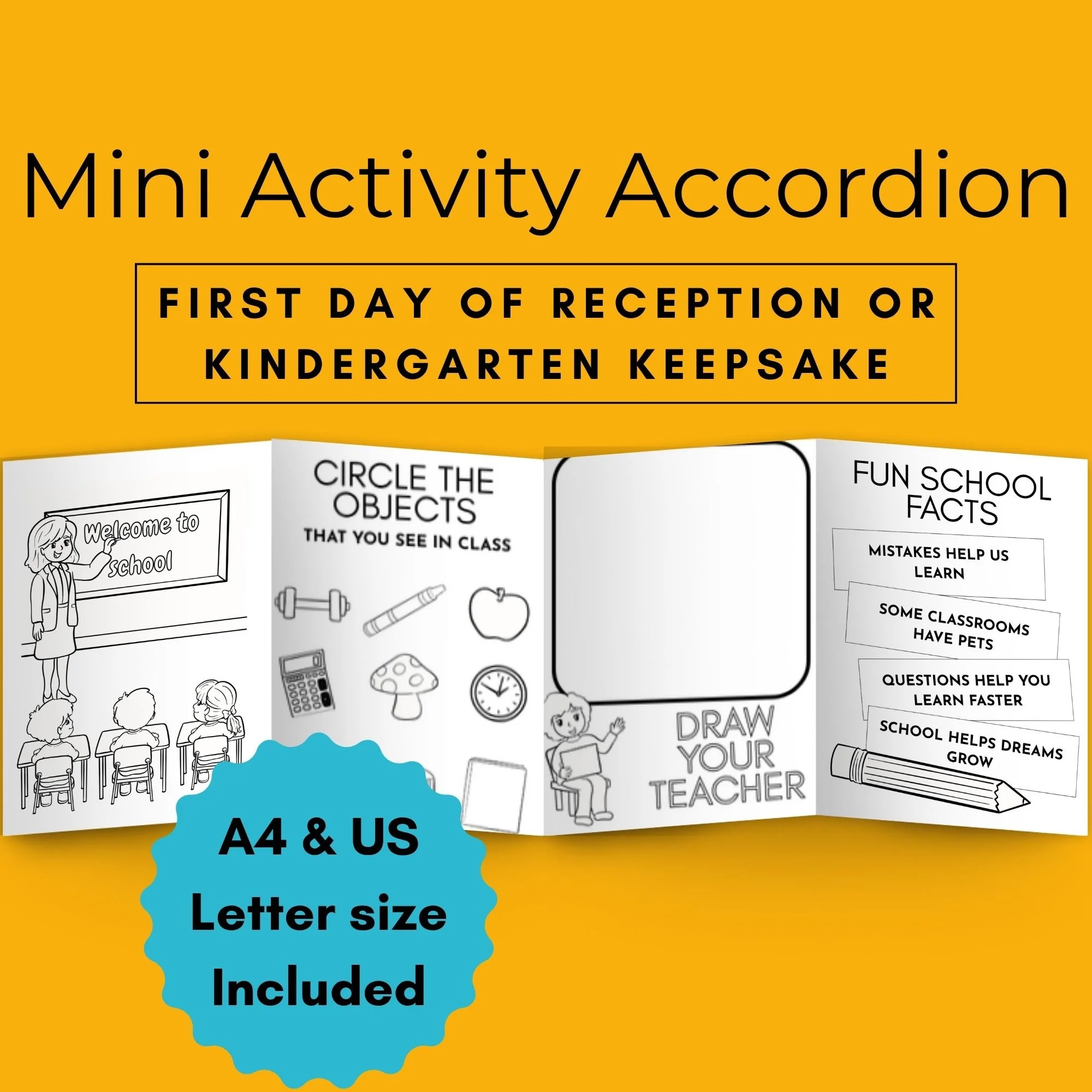 First Day of School Mini Accordion Activity Book