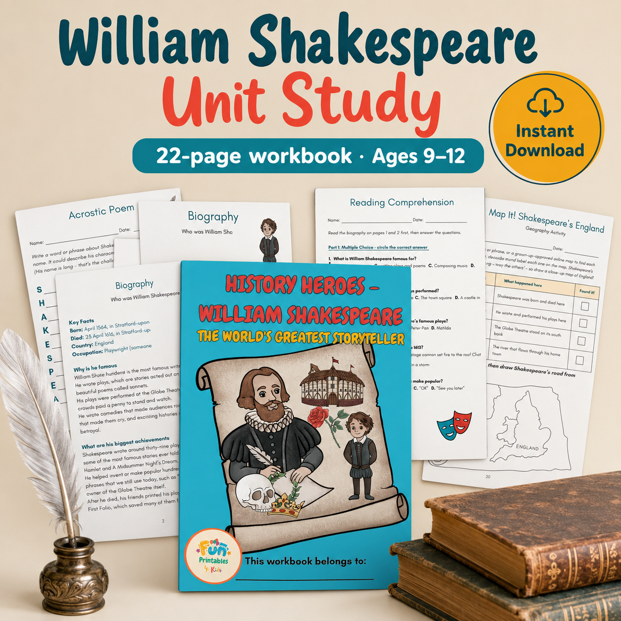 William Shakespeare Unit Study — History Heroes Printable Workbook