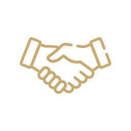 Outline of two hands shaking, representing a handshake or agreement