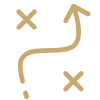 Sketch of a sports strategy or play diagram showing a path from a starting point to a goal, with annotations.