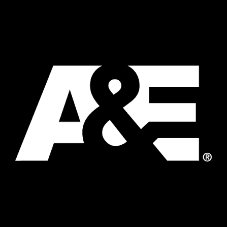 A&E logo in black and white.
