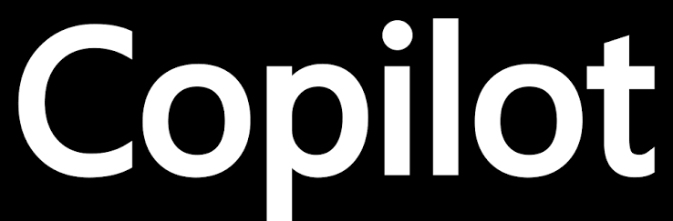 The word "Copilot" in white bold letters on a black background.