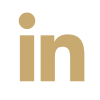 Close-up of a brown LinkedIn logo with a black background.