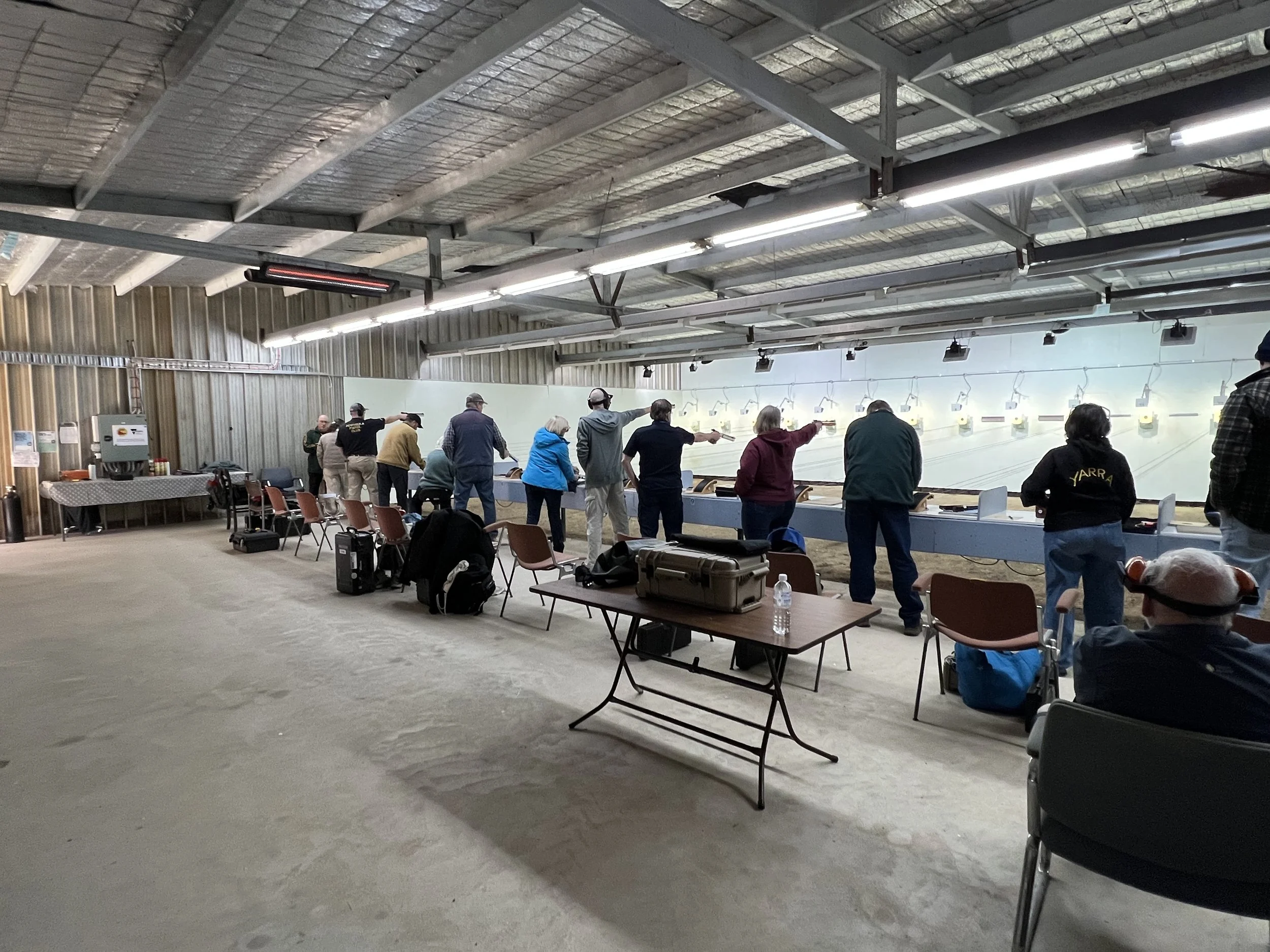 Air pistol training in the Air Pistol Range at Yackandandah Pistol Club.