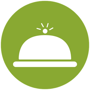 Green circular icon with a white siren or alarm symbol on top.