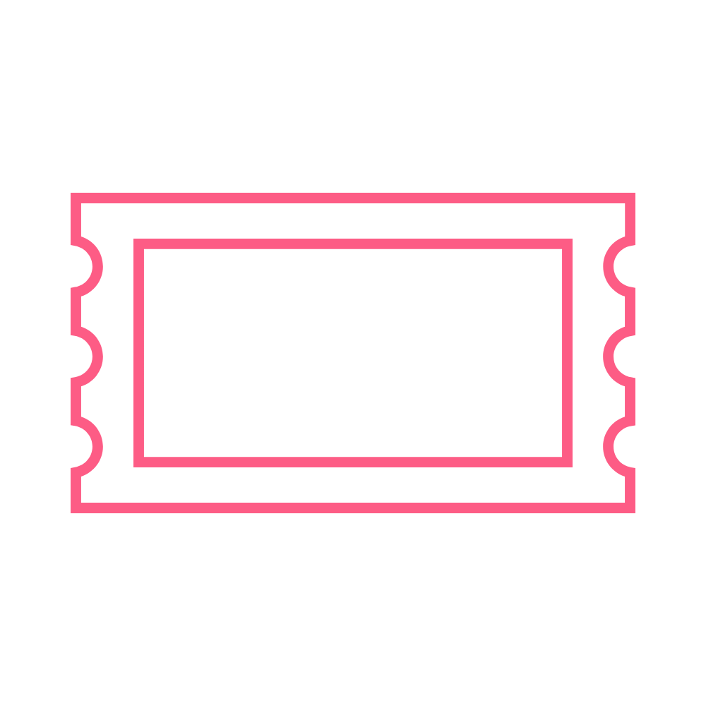 Outline of a pink ticket on a black background.