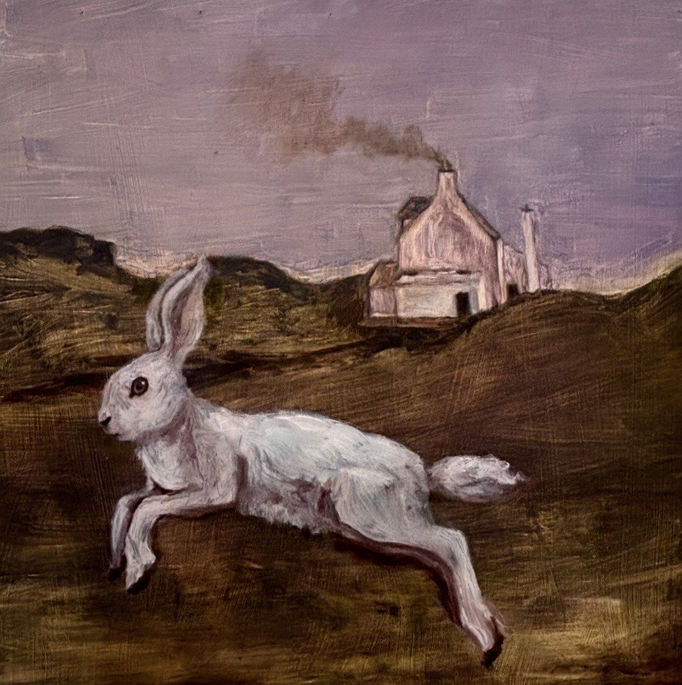 'Spooky Hare', Oil on Board, 60x60cm