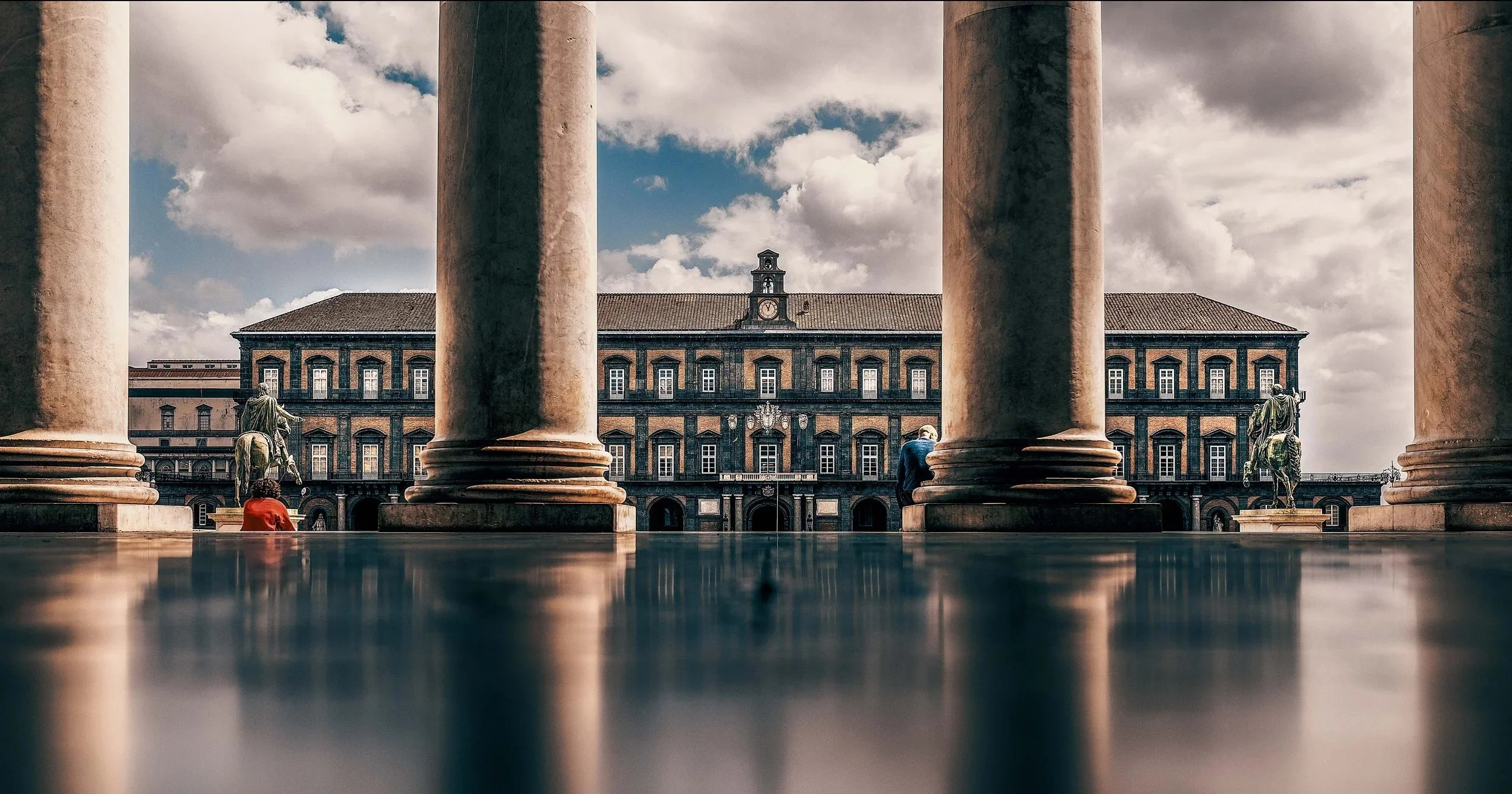 Naples Royal Palace viewed through stone columns — fine art architecture photography print by Hermès Gray, limited edition