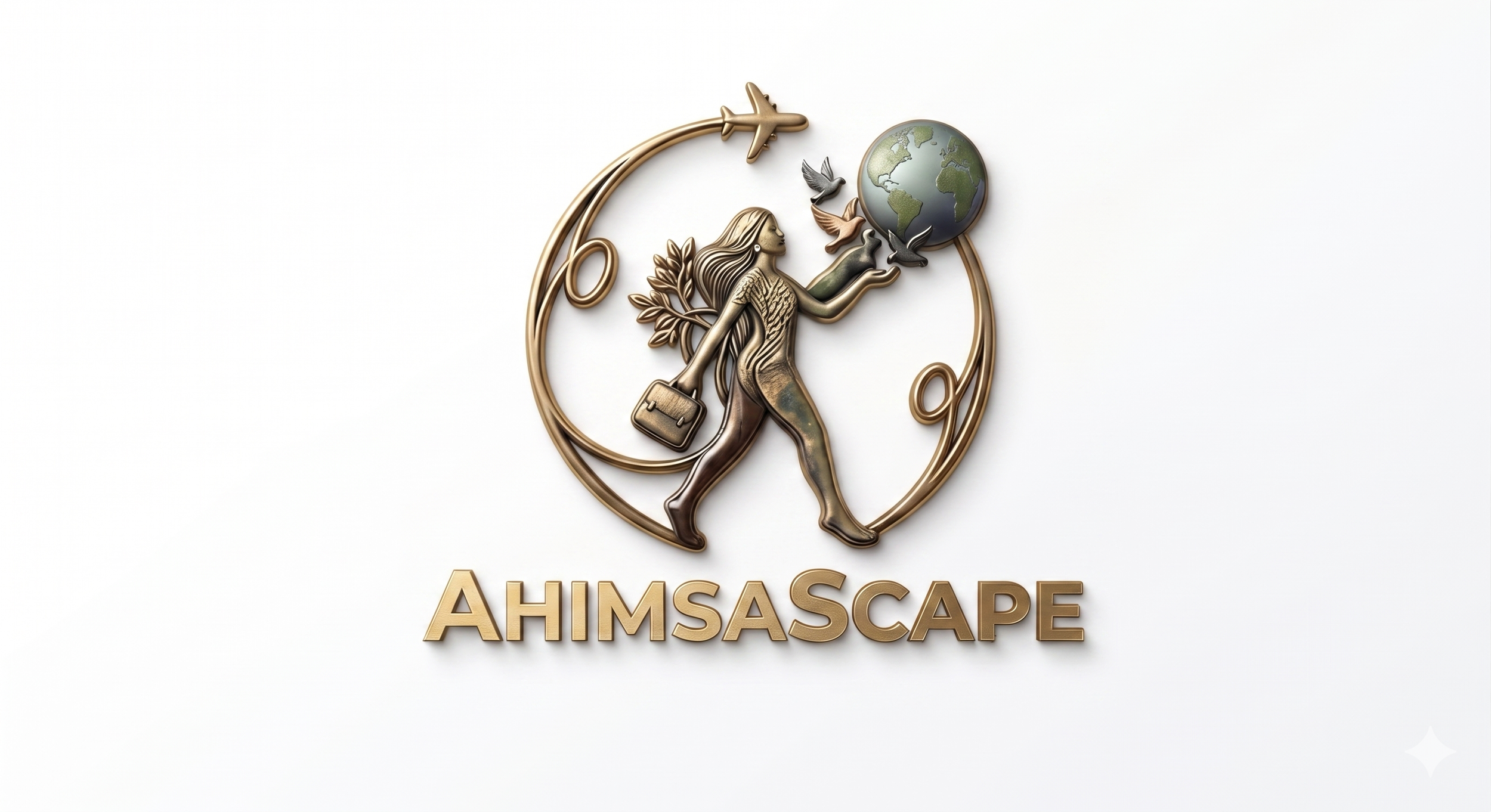 The official emblem for AhimsaScape Conscious Travel, a premium boutique agency managing unique vegan tours and mindful passages for global explorers