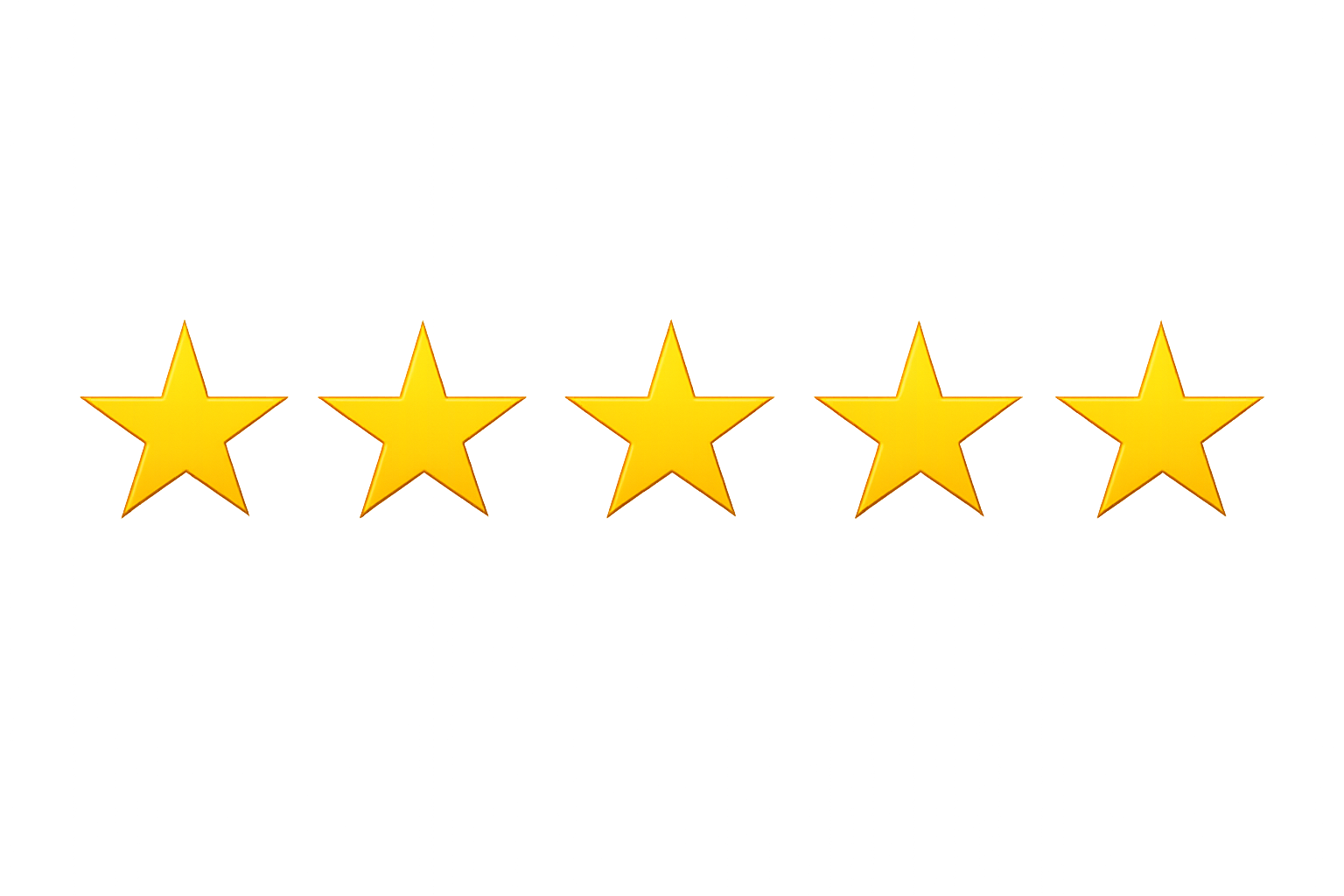 Five gold stars with a glowing effect.