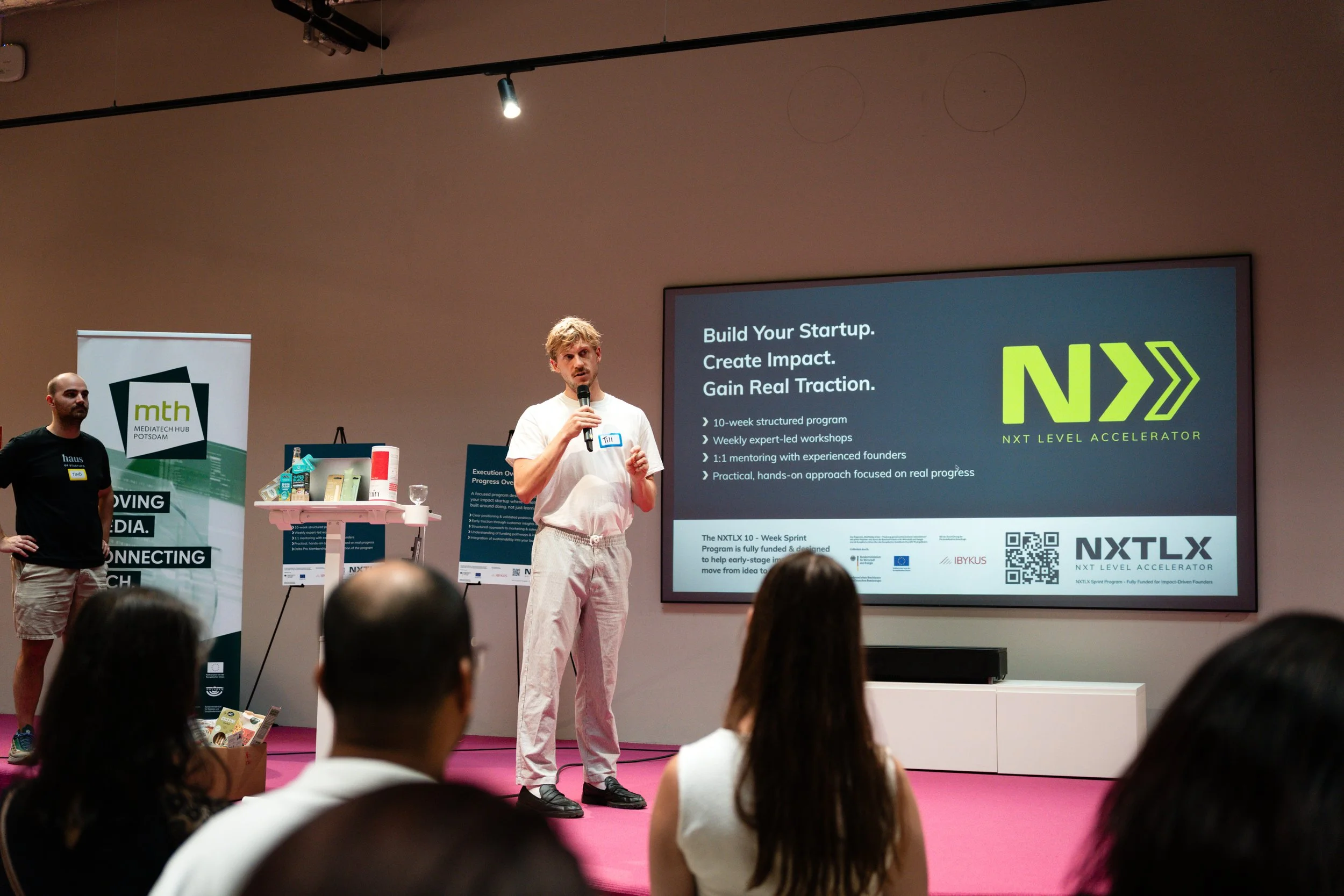 Till Lagemann representing NXTLX at the Berlin FOunders meetup at Delta Campus