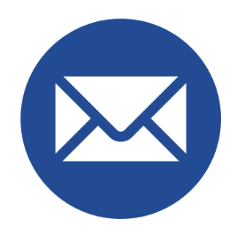 Blue icon with a white envelope symbol inside a circle.