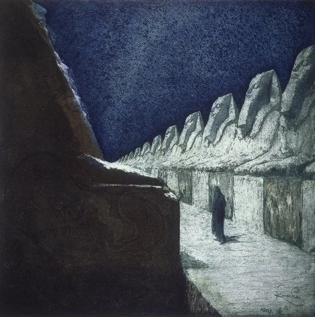 The Way of Silence II,  František Kupka 1903 34.13 x 34.77 cm Color etching, drypoint, aquatint and roulette Collection: Minneapolis Institute of Art 