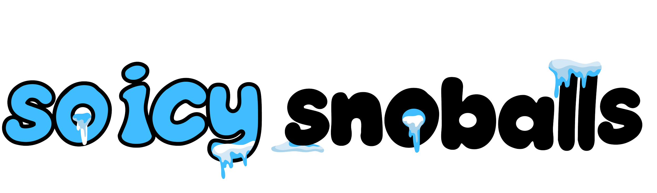 Logo for 'sicy shadows' with stylized blue and black text, featuring snowflakes or icicles hanging from letters.