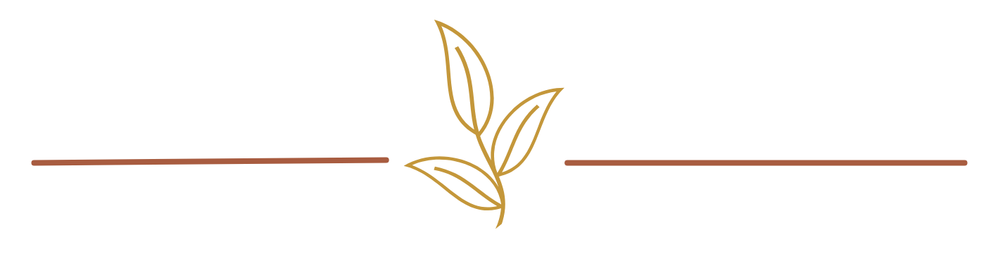 Minimalist graphic of a three-leaf branch with two horizontal lines on each side, representing a natural or organic theme.