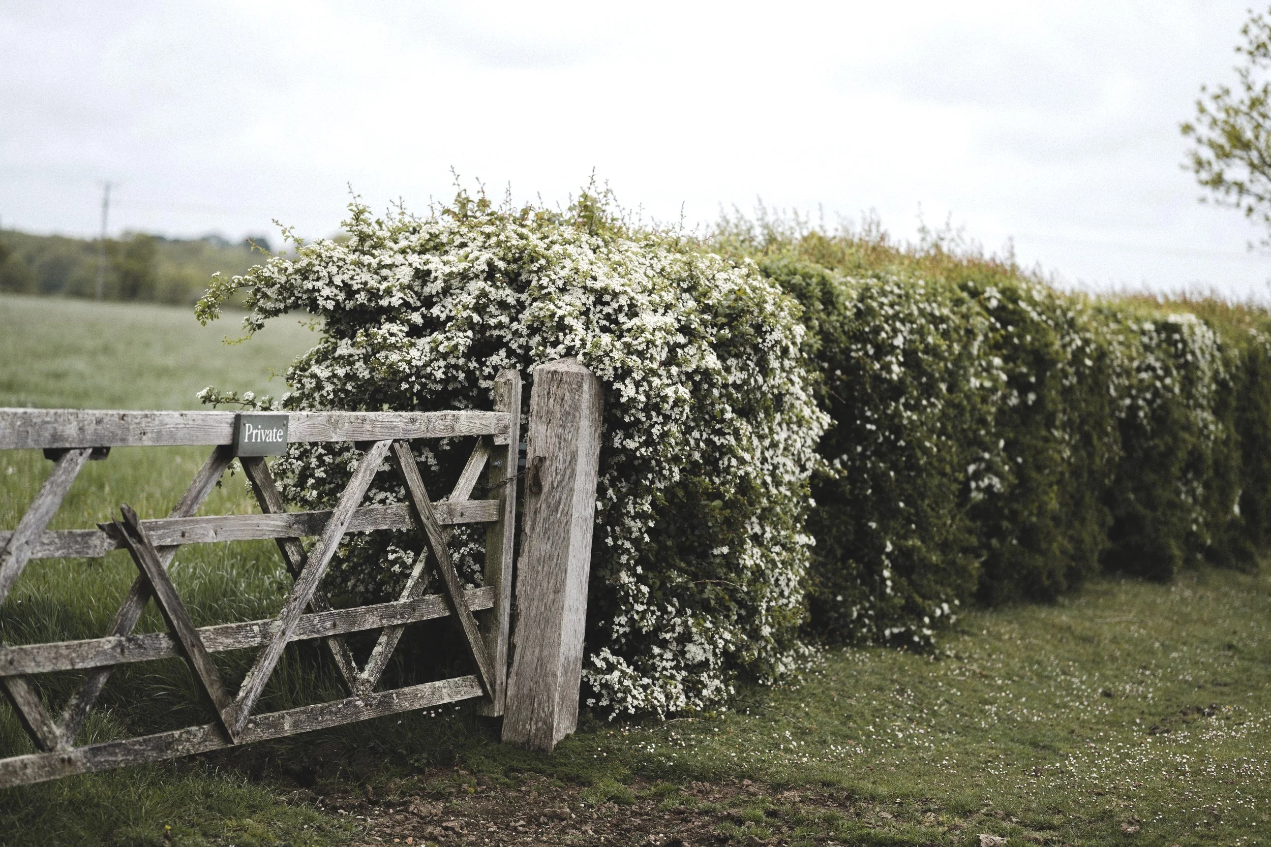 A wooden gate with a