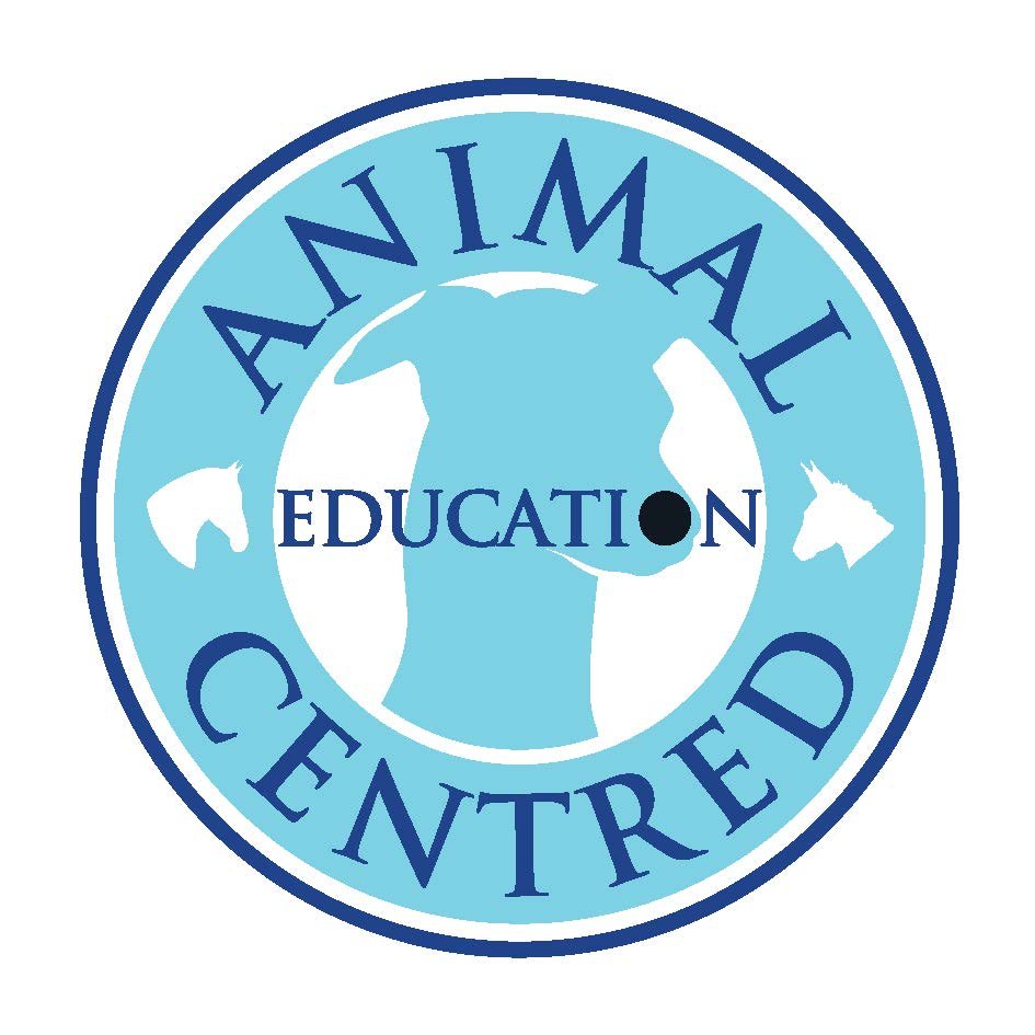 Logo for Animal Education Center featuring a blue globe with animal silhouettes and the words 'Animal Centered' and 'Education'.